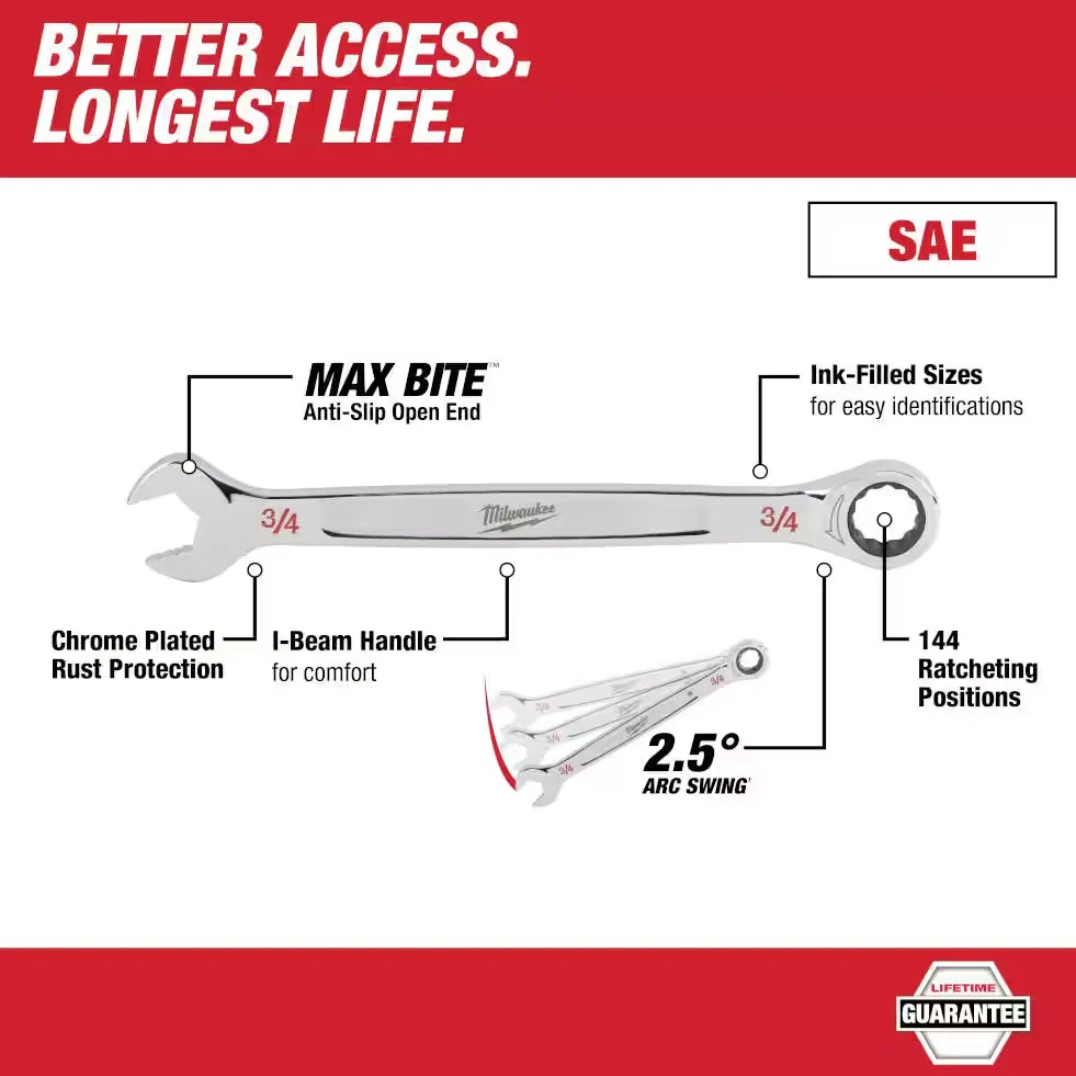 Milwaukee 48-22-9416 - 15pc Ratcheting Combination Wrench Set - SAE - Image 3