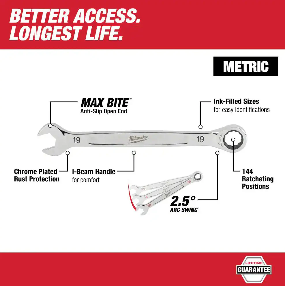 Milwaukee 48-22-9516 - 15pc Ratcheting Combination Wrench Set - Metric - Image 4