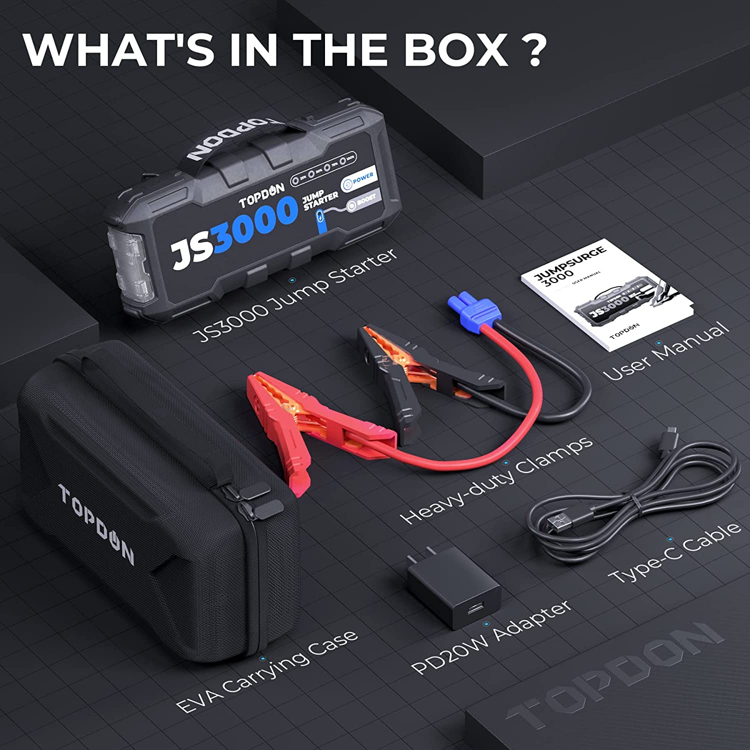 TOPDON JS3000 JumpSurge 3000 Peak Amp Jumpstart Pack - Image 3